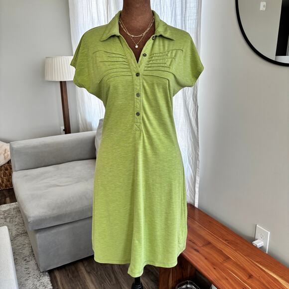 Prana Alessandra Kinley Golf Activewear Dress Green Pintuck Button Bodice XS - Picture 9 of 12